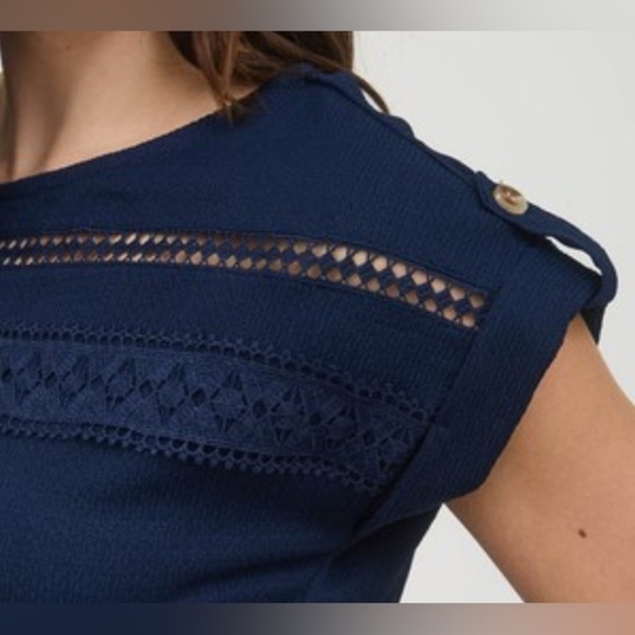 Navy Blue Lace Detail Women's Top - Picture 3 of 3